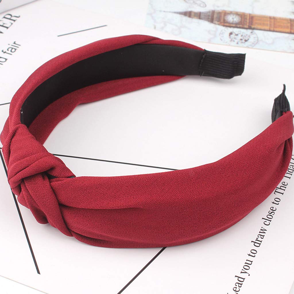 1 Pcs Women's Knotted Headband Wine Red