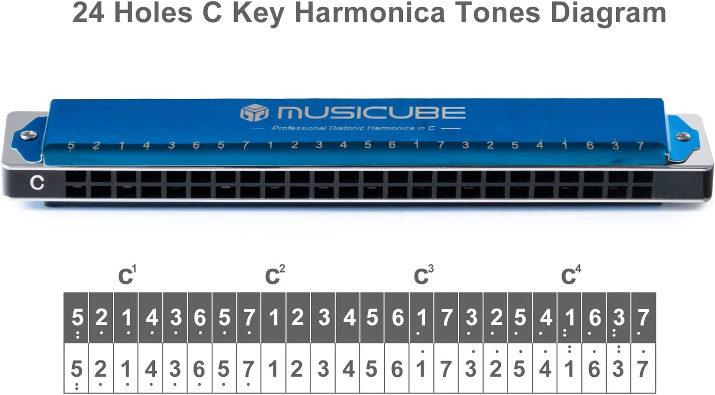 MUSICUBE Harmonicas for Adults 24 Holes (blue)