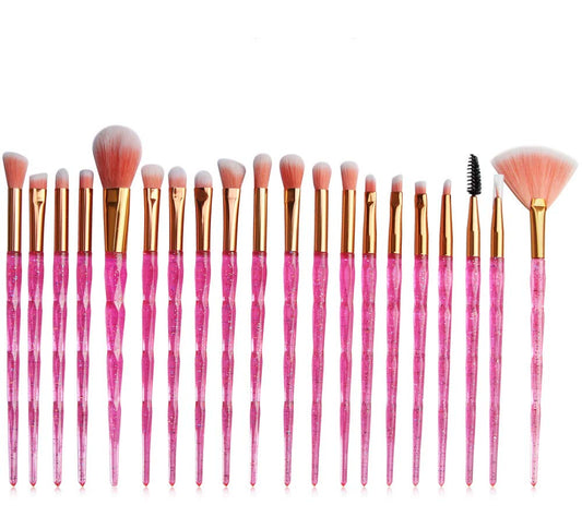 20 Pack Powder Makeup Brushes with Sponge, (Diamond/Pink)