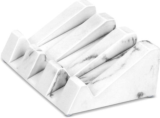 Soap dish with drain bar - white marble