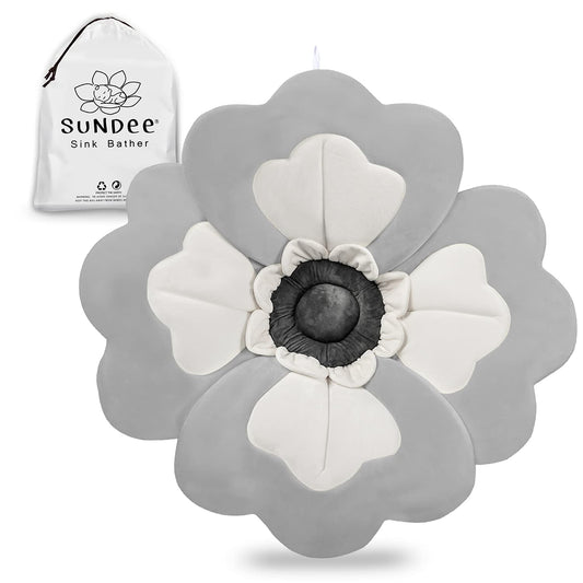 Flower cushion baby bath , 4 petals, colour: white and gray