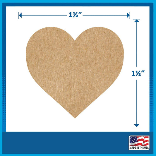 1,5" Heart Shaped Adhesive Labels, 500Pcs (Kraft Color)