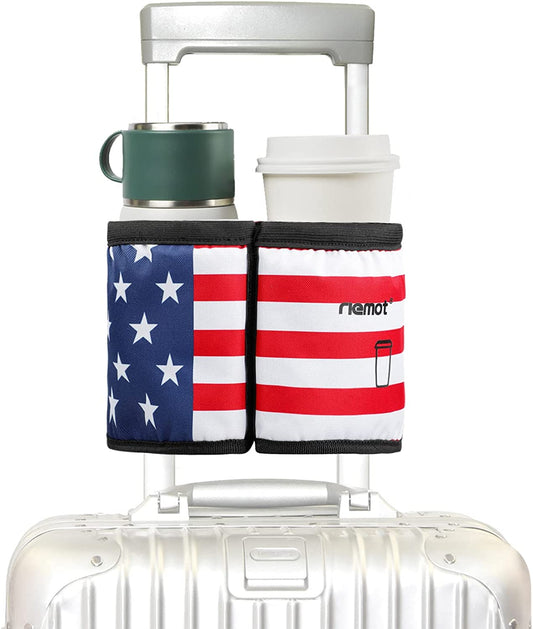 Luggage Travel Cup Holder, Hook & Loop: US Flag