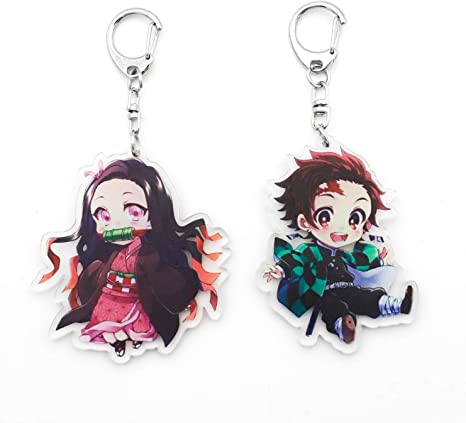 2 pcs anime slayer lanyard keychain id badge holder