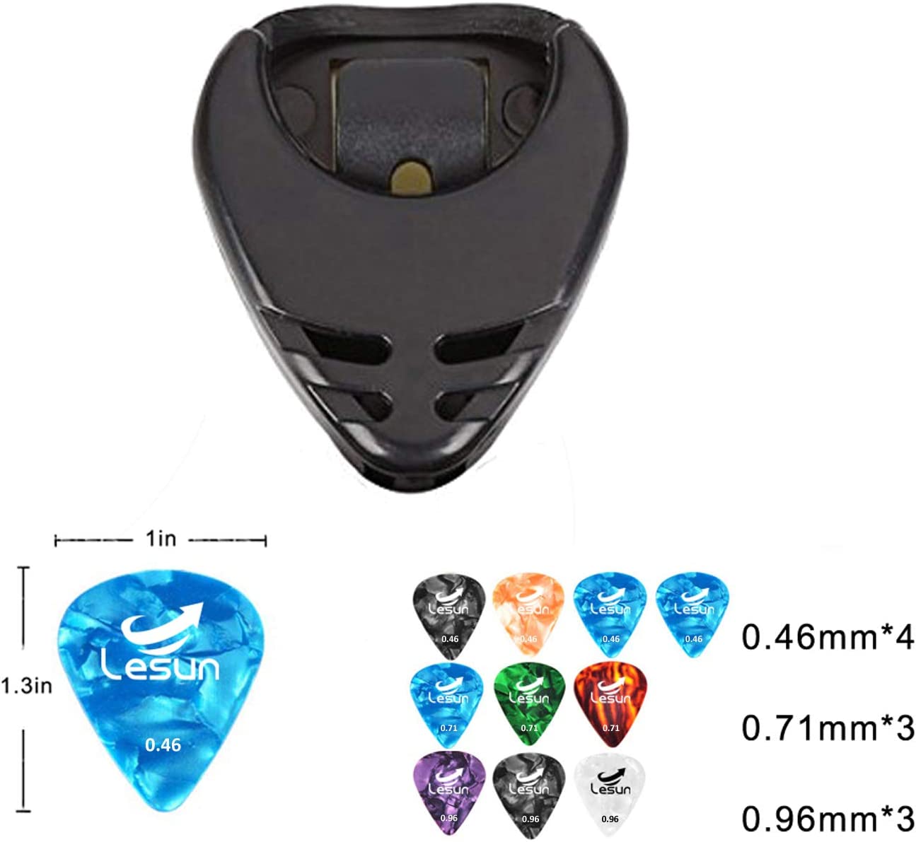 10 Adhesive Backed Guitar Picks, (Black)