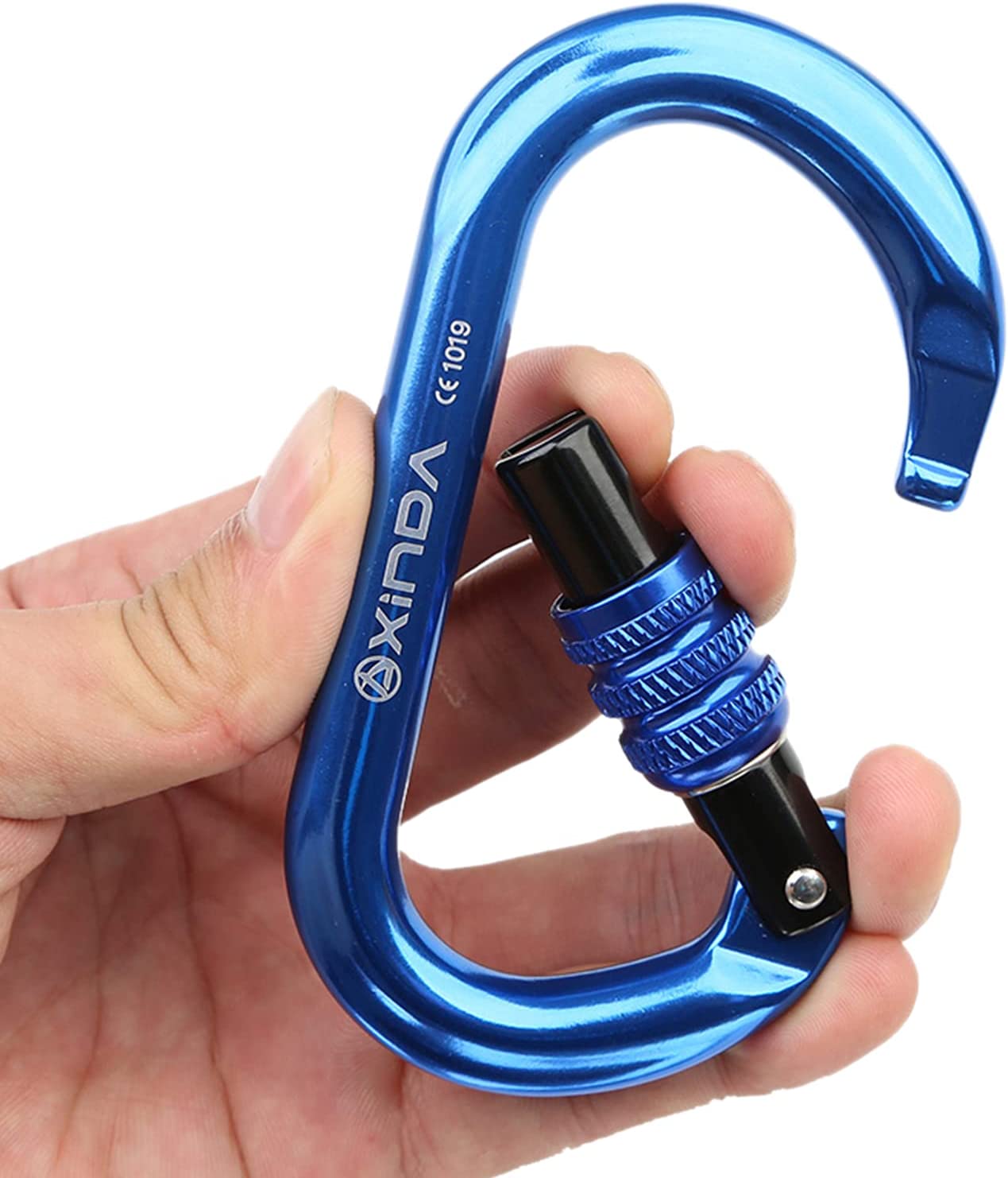 Oval Screwgate Locking Carabiner - 25KN, 2 pcs, Blue