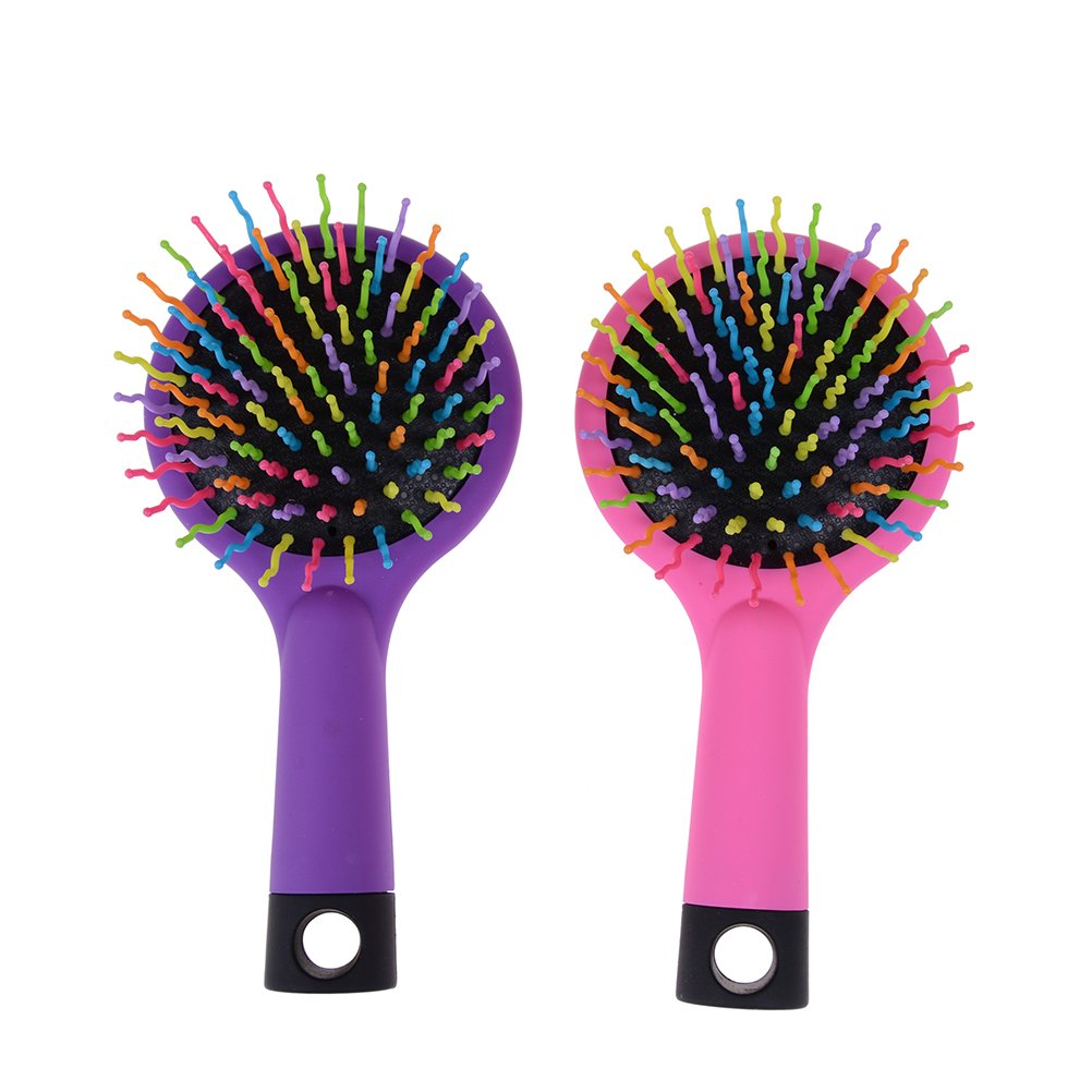 2-pack detangling hair brushes, pink and purple