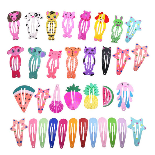 35 x Animal Print Metal Snap Hair Clips