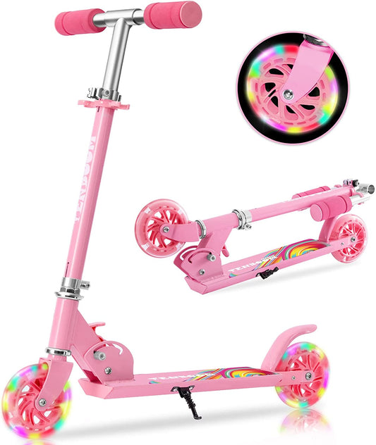 2-wheel illuminated scooter, easy to fold (color, pink)