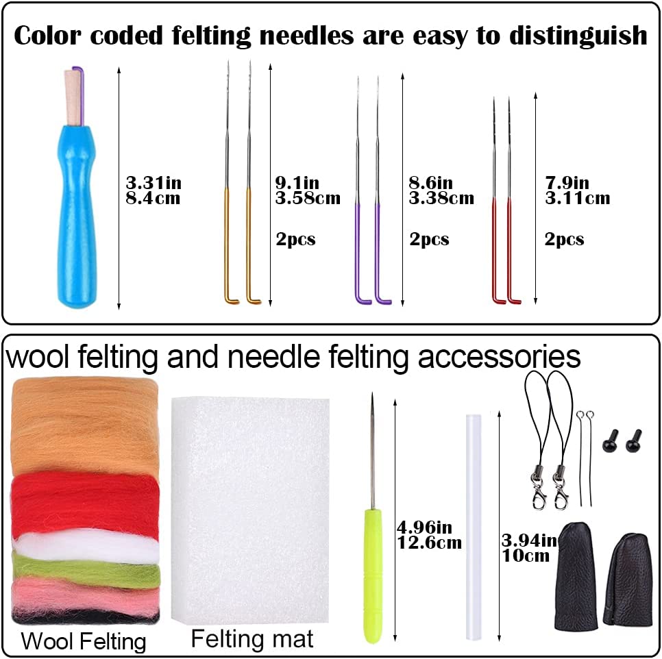 1 set of animal wool needle felting kit, Color: red