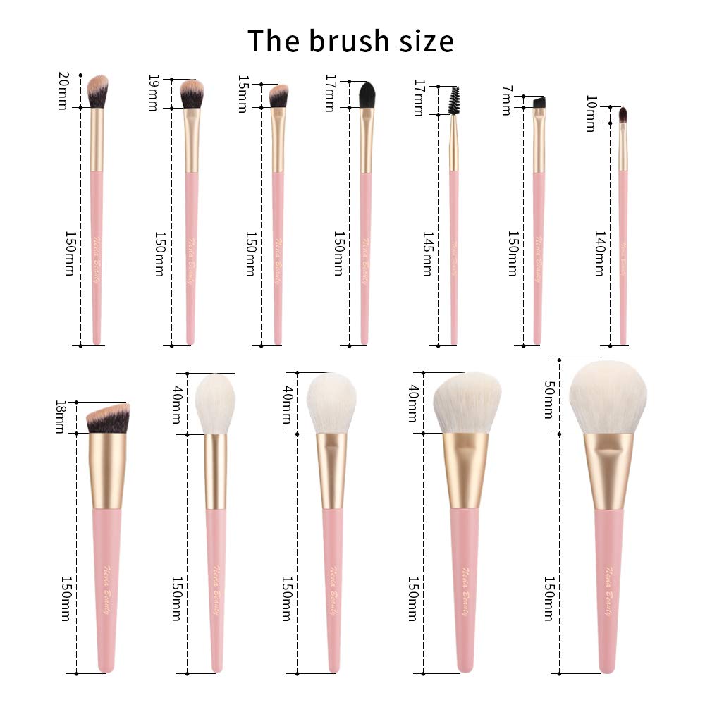 professional makeup brush kit (pink, 12 pieces)