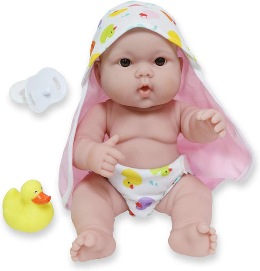 14-inch vinyl doll with 4-piece bath set (Pink)