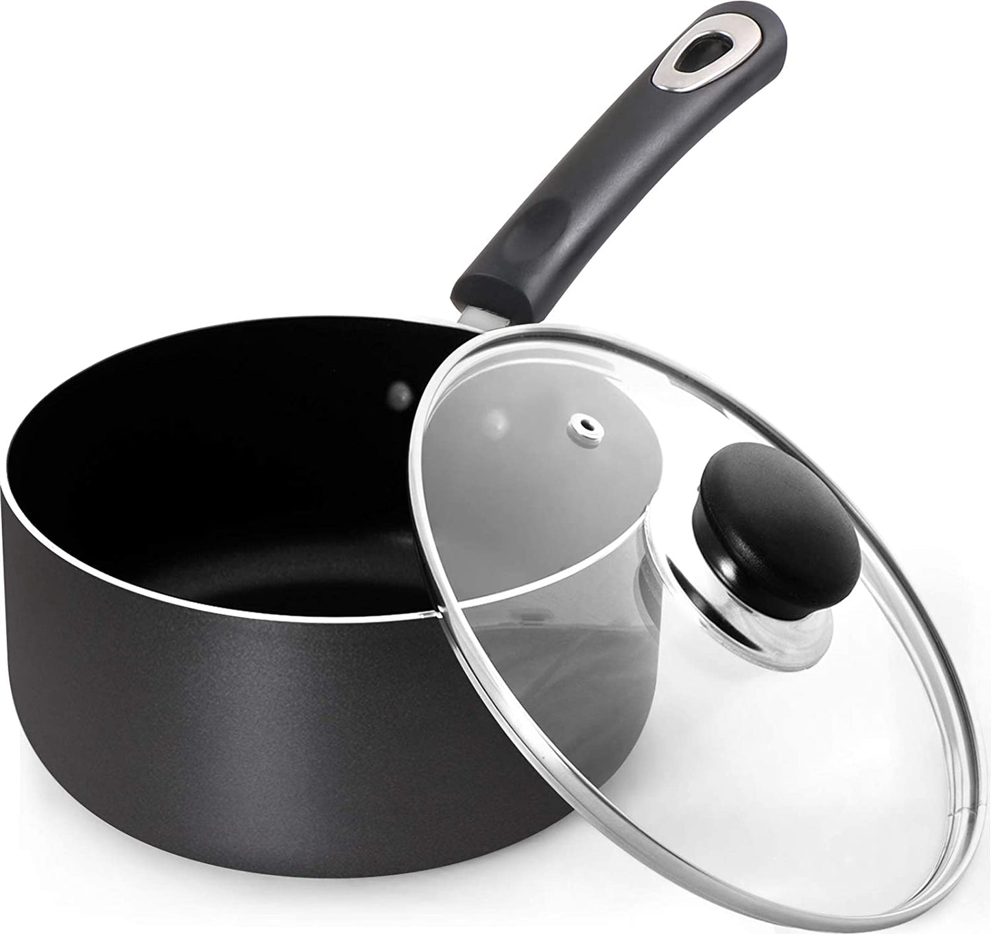 Non-stick saucepan with glass lid