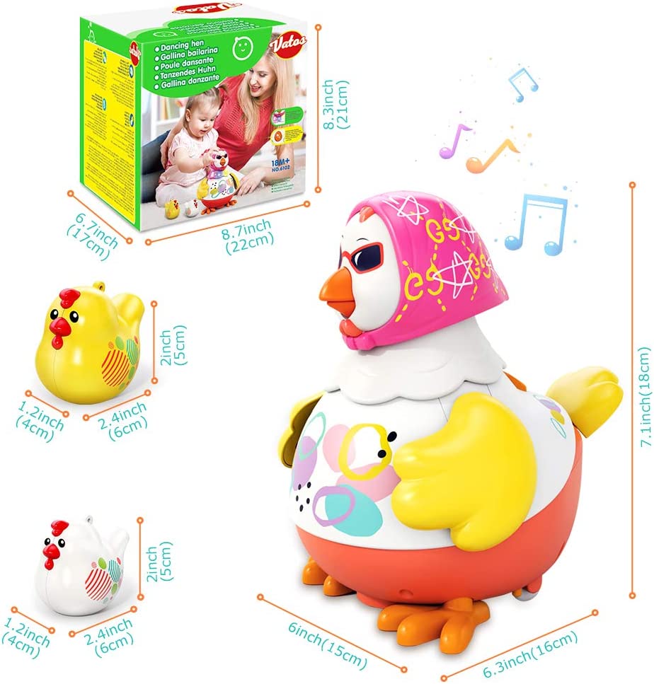 Dancing Chicken Baby Toy with 2 Whistles and Easter Basket