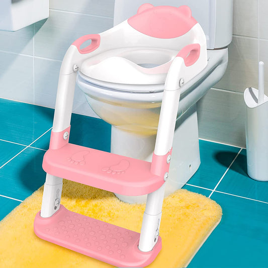 Potty Training Seat with Stool Ladder, (Pink)