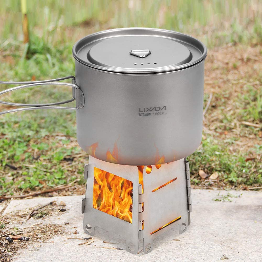 Portable and folding stainless steel stove, (Titanium)