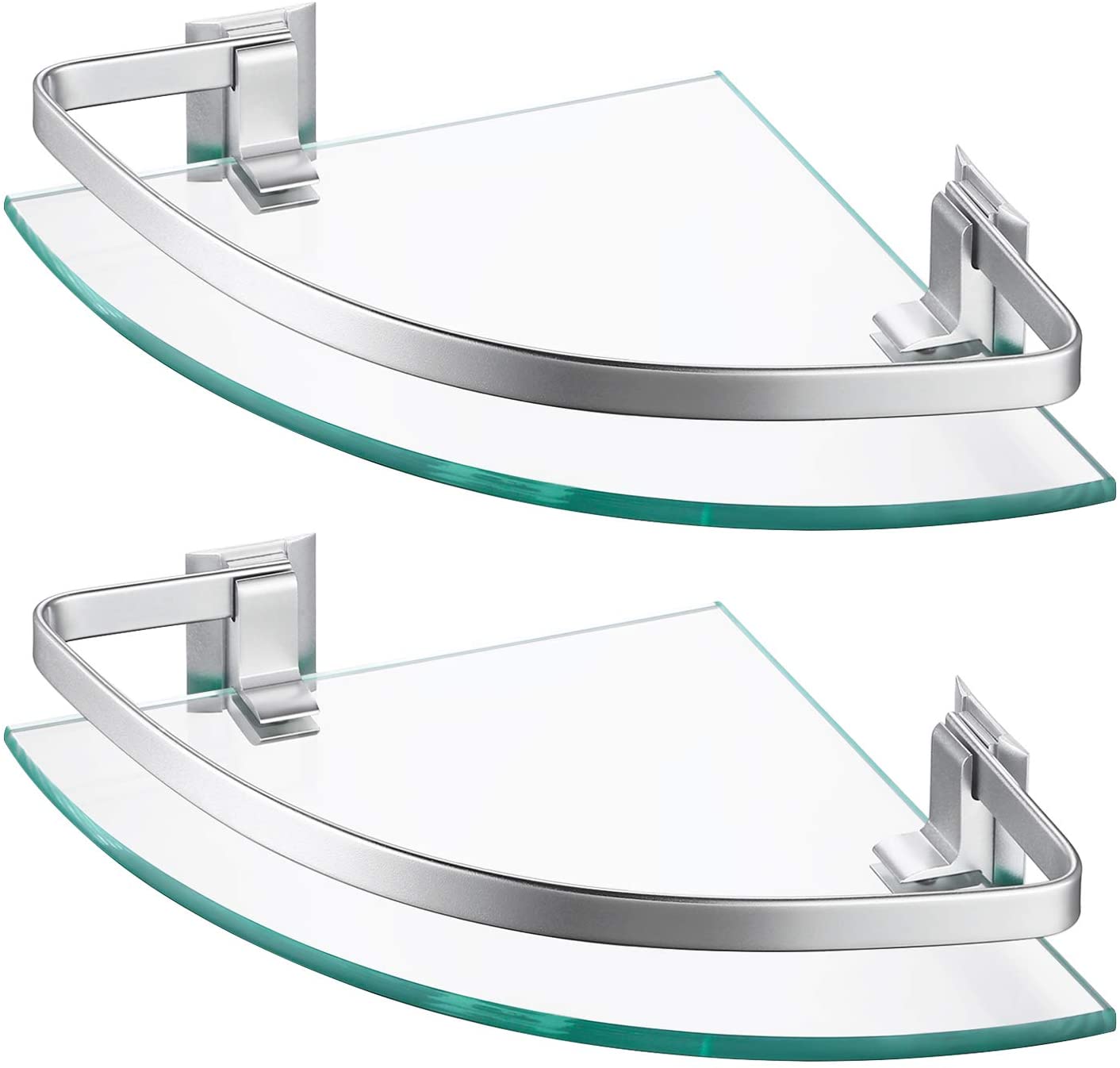 2 Tier Bathroom Glass Shelf, (Silver)