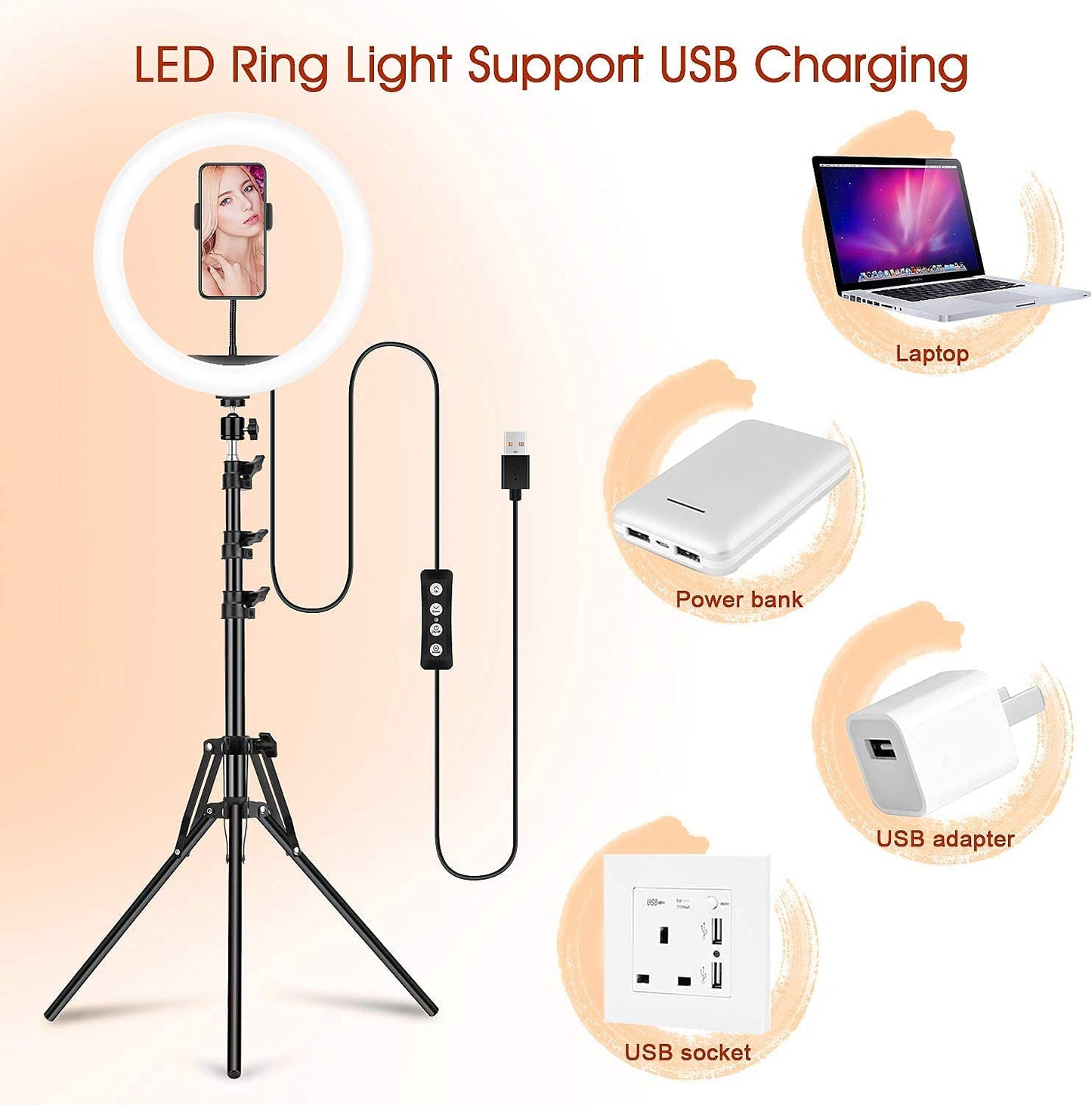 12.6-inch selfie ring light with stand