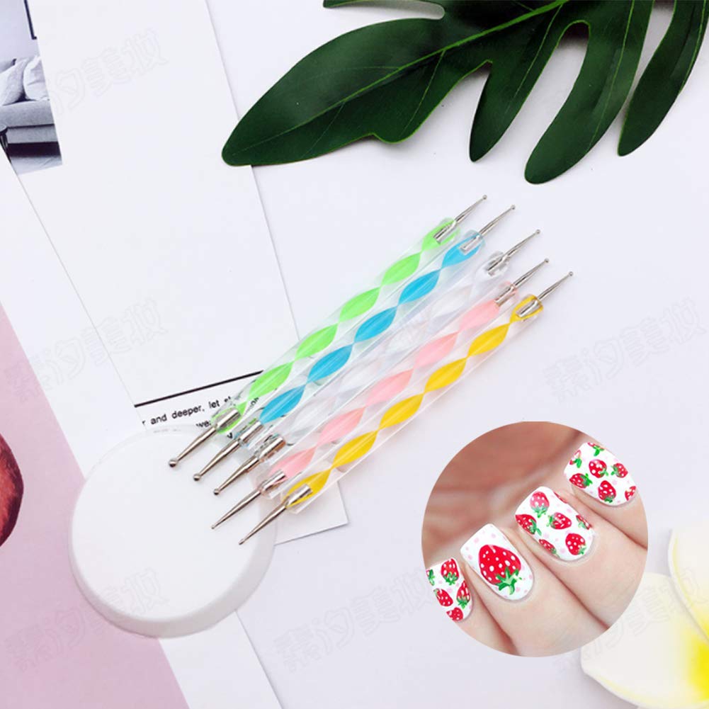 20 Nail Design Tools, 15 Paint Brushes with 5 Dot Pens, White