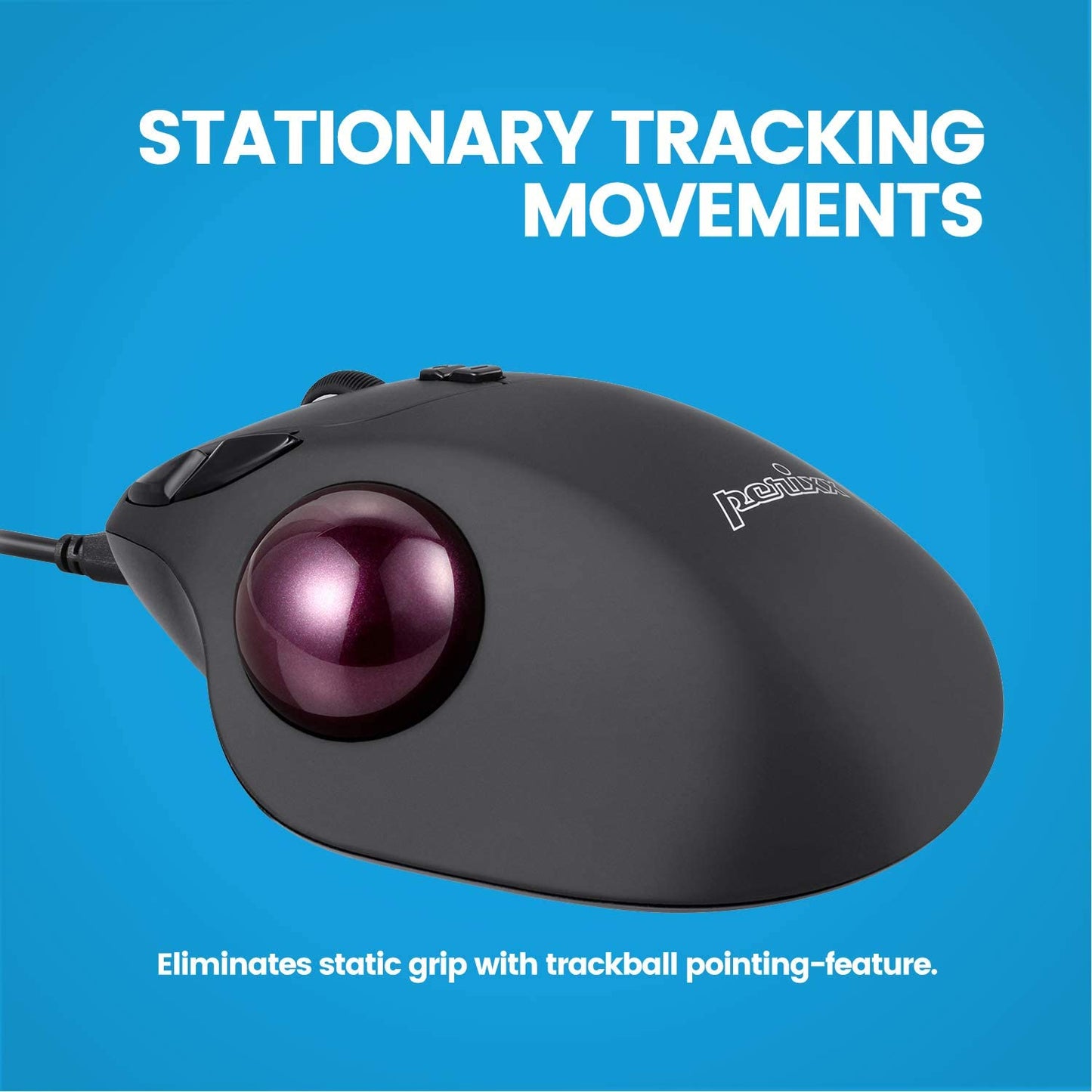 Wired Trackball USB Mouse, 7 Button Design, 1.34 Inch