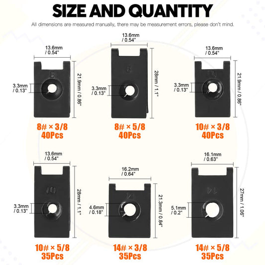 Dash Door Panel Storage Box Nut Holder, 6 Sizes, 225 Pieces