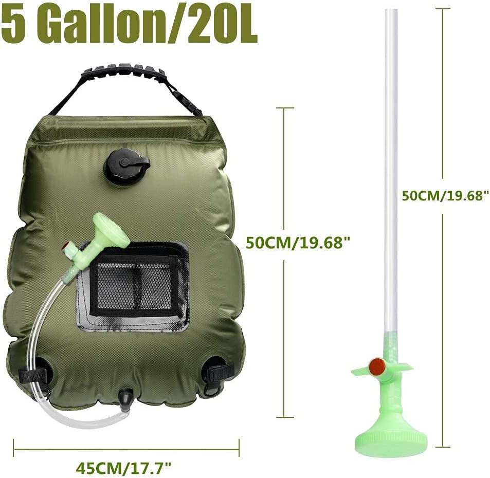 20L Camping Shower Bag with Removable Hose (Green)