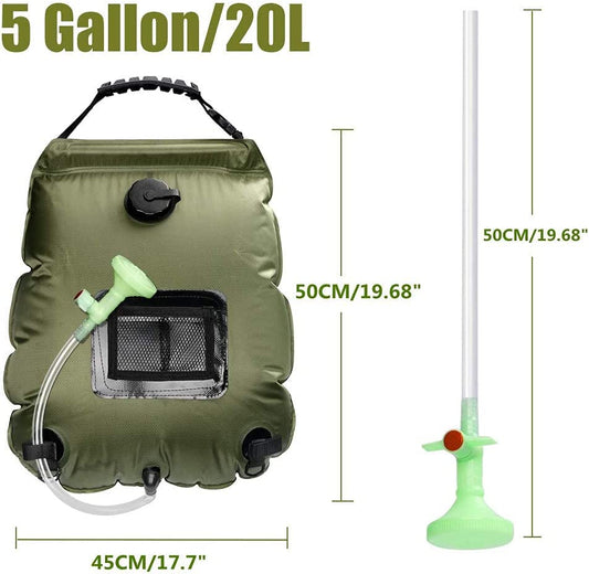 20L Camping Shower Bag with Removable Hose (Green)