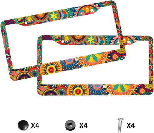 Hippie Flower License Plate Frames - 2 Pack