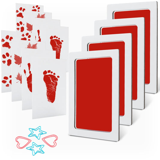 Medium Baby Foot Print Pet Paw Kit, 8 Print Cards, Red