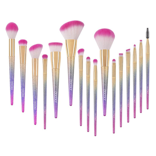 16-Piece Deluxe Makeup Brush Set with Rainbow Case