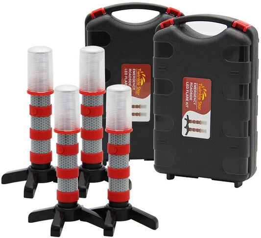 LED emergency strobe flares kit, red (set of 4)