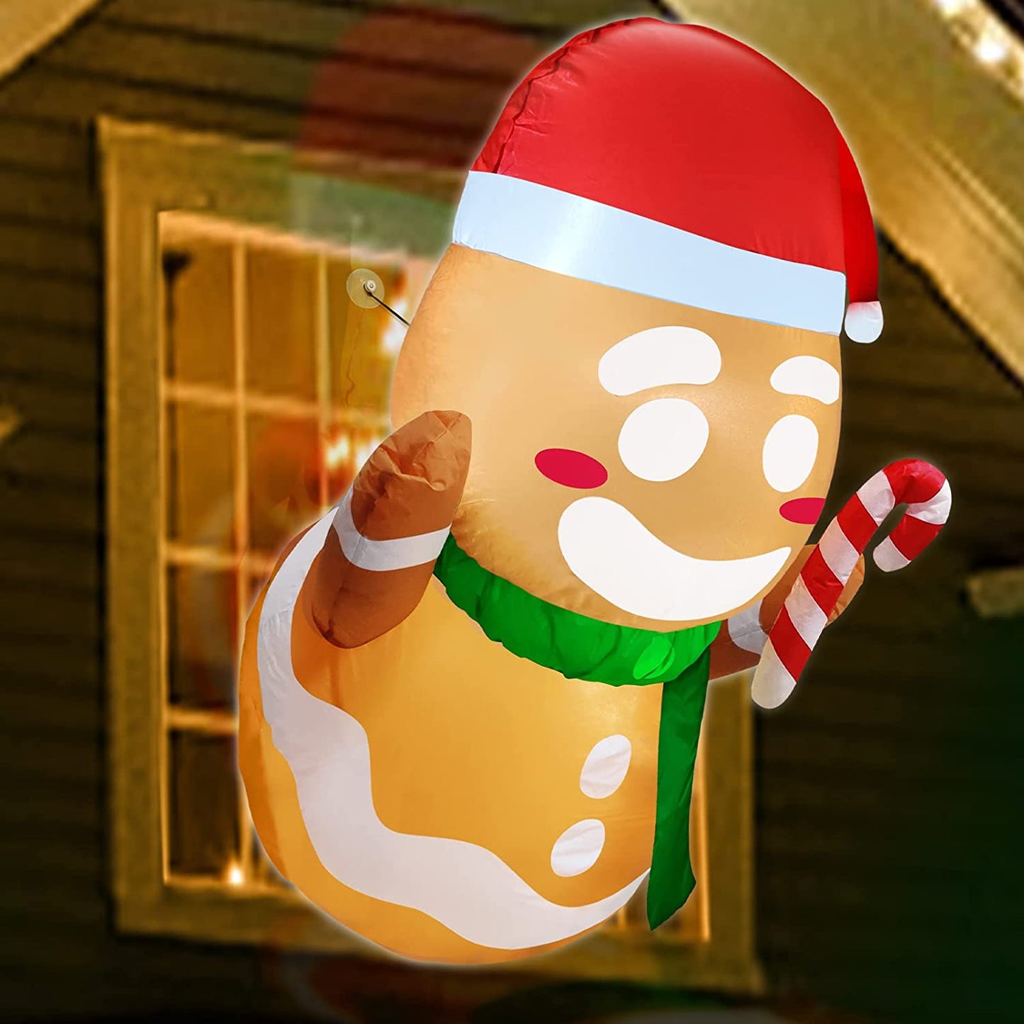 3.5ft Christmas inflatable with LED lights, Gingerbread Santa