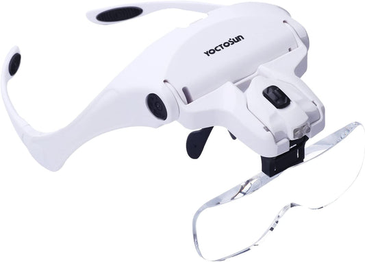 Head Mount Magnifier with 2-Light Stand, (Color: White)