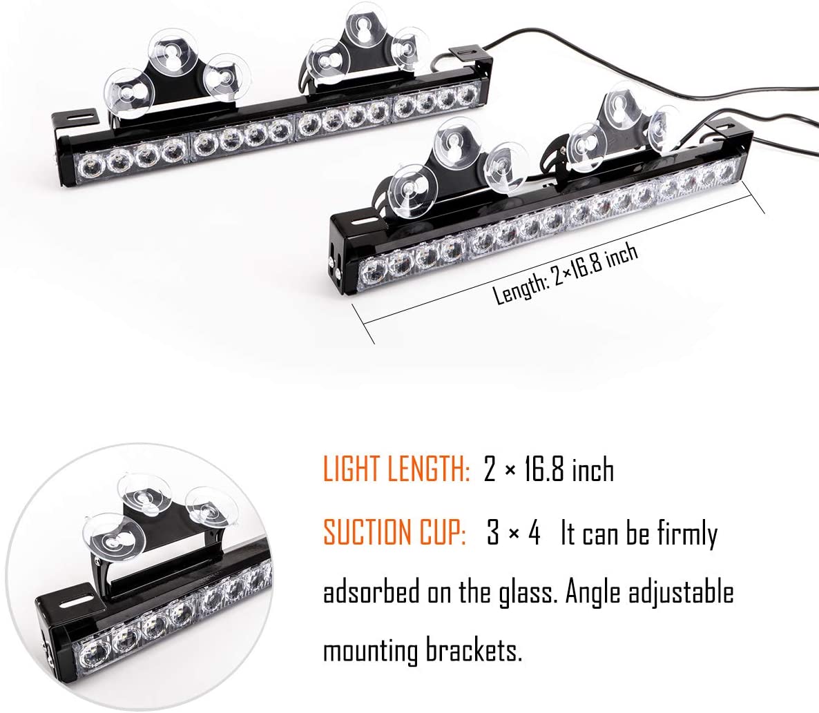 2-in-1 Emergency Light Bar (2 × 16.8 inches, 32 LEDs) Red