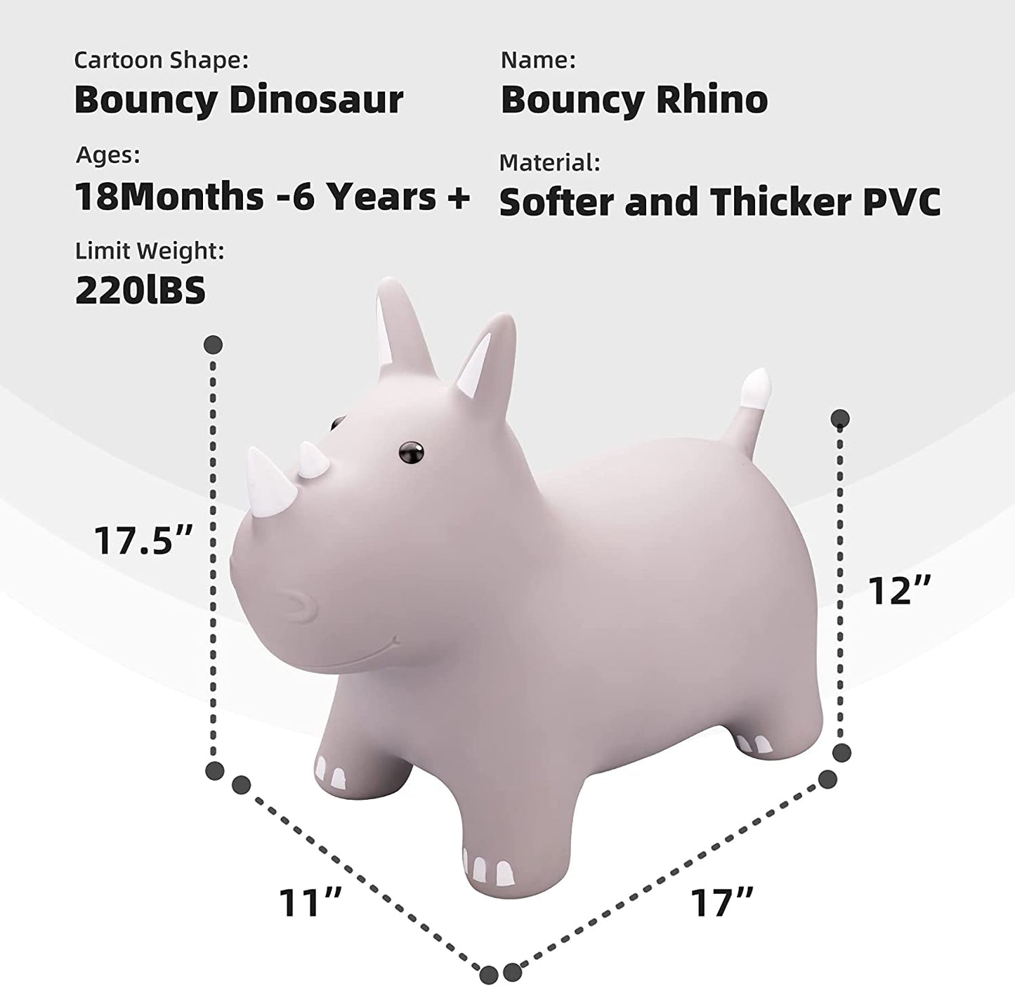 Inflatable jumping animals for toddlers (Grey Rhino)