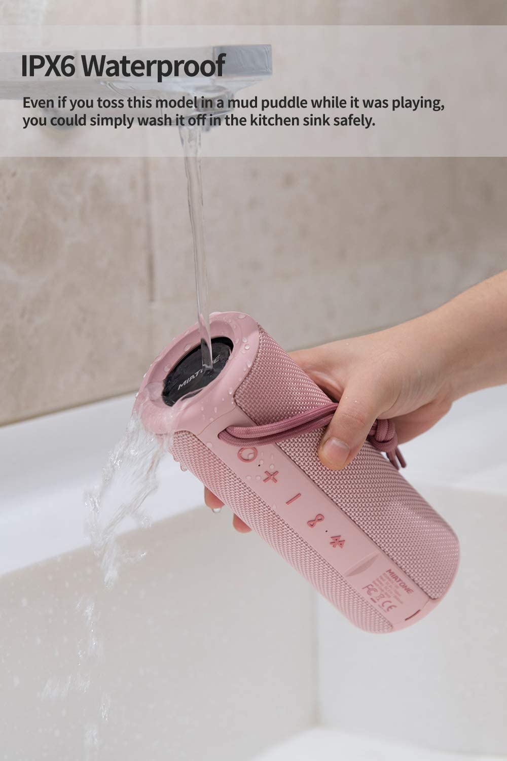 Waterproof wireless portable bluetooth speaker - pink color