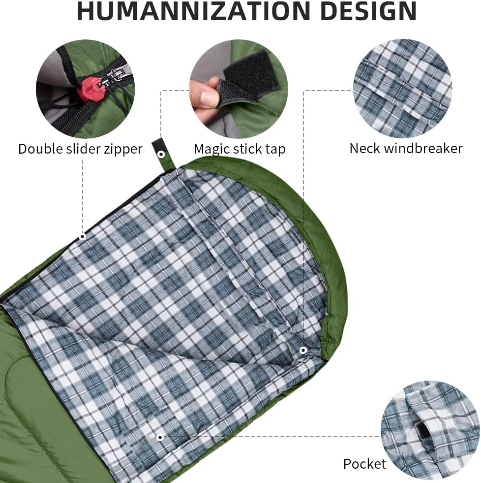 3 Season Compact Waterproof Sleeping Bag, (green)