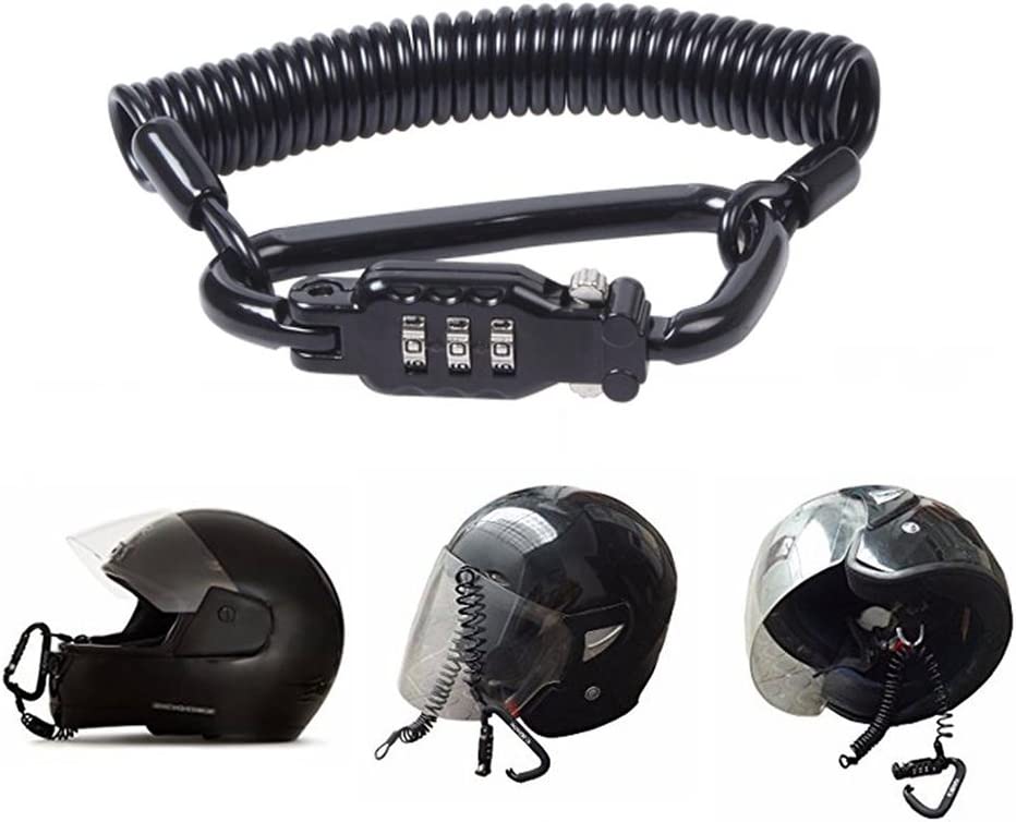 Chain and cable lock for motorcycle helmet, (Color: Black)