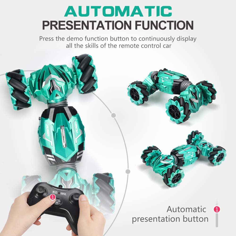 Remote control car with 2 faces 360 Rotation, Green