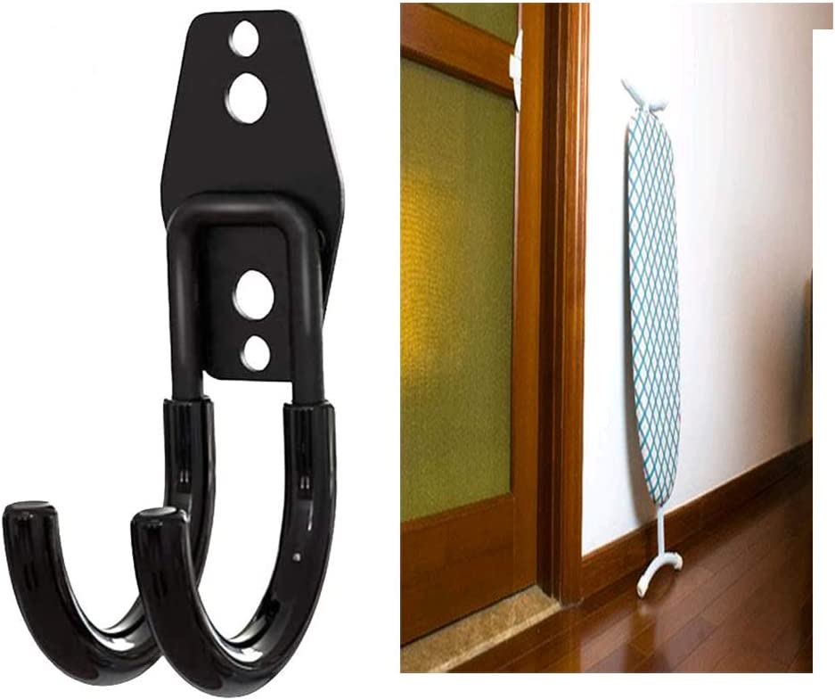 2 Pieces Ironing Board Hanging Wall Bracket (Color: Black)