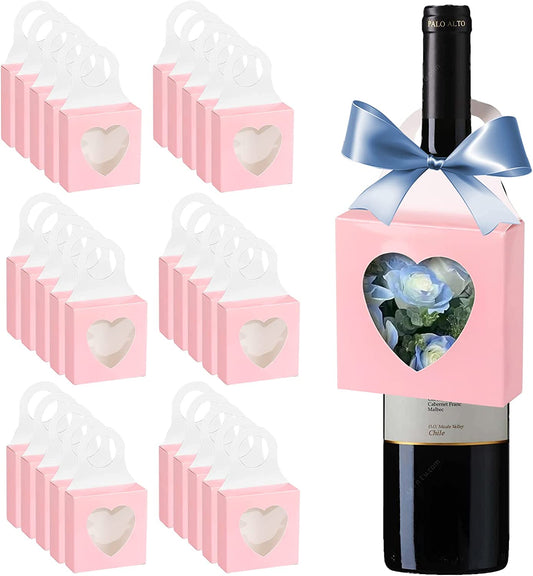 Box of 26 Valentine's Pink Paper Wine Bottles