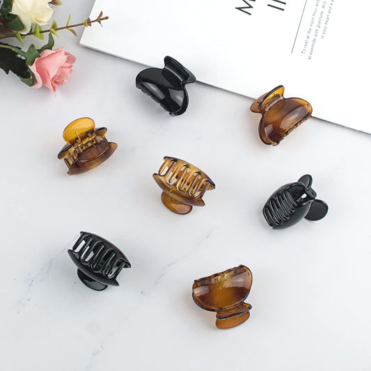 1.5 Inch Small Hair Clips, Non-Slip Matte, (Black & Brown)