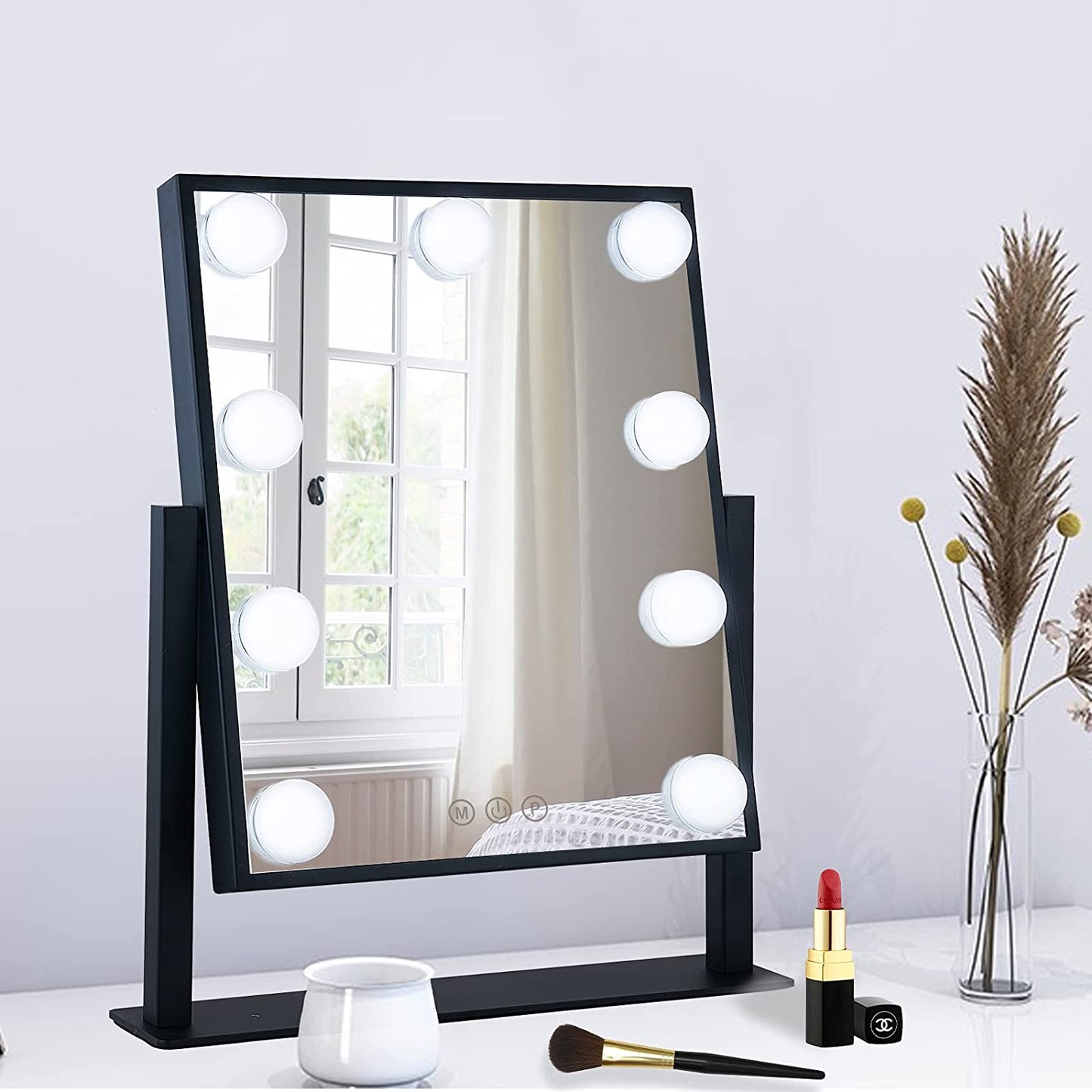 3-Light Illuminated Mirror, Touch Control Design, Black