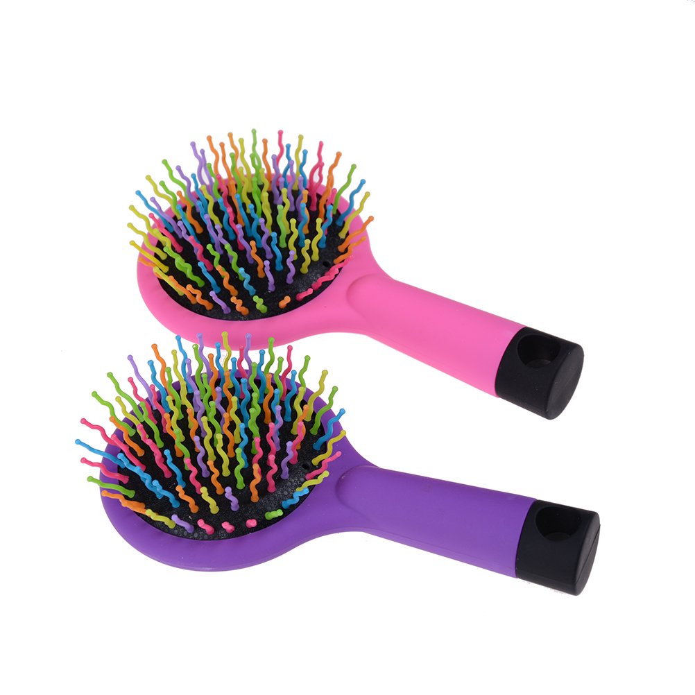 2-pack detangling hair brushes, pink and purple