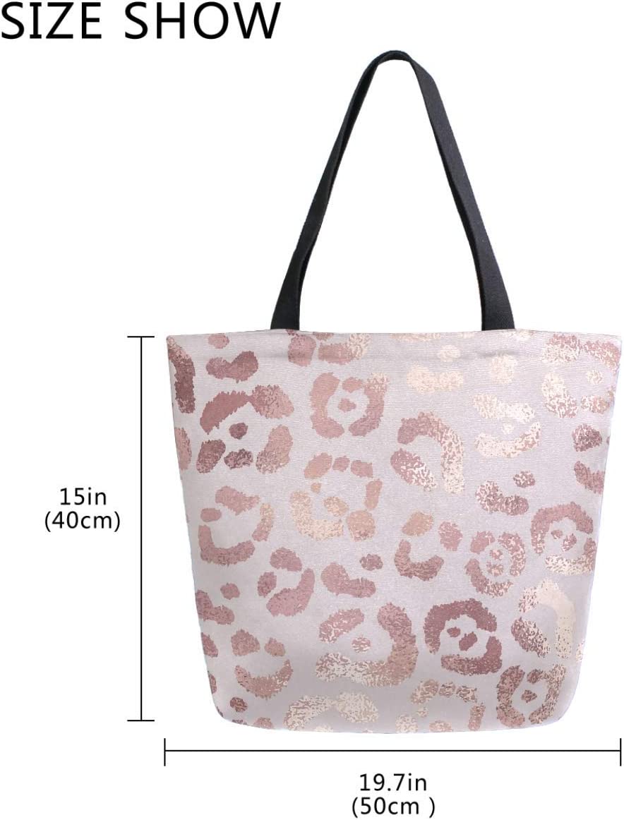 X-Large Reusable Canvas Tote Bag (Color: Rose Gold Print)