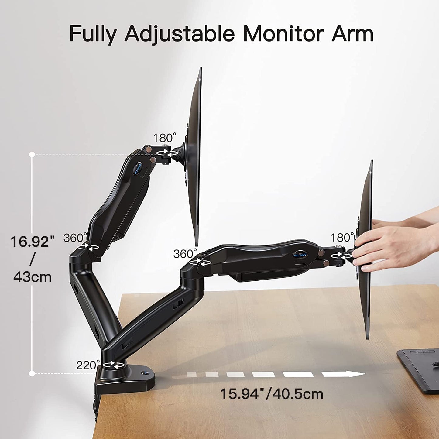 Dual monitor support from 17 to 27 inches