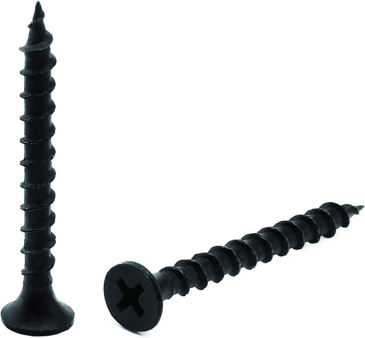 #6 x 1-3/8 Wood Screw, 50pcs, Stainless Steel Flat Head (Black)