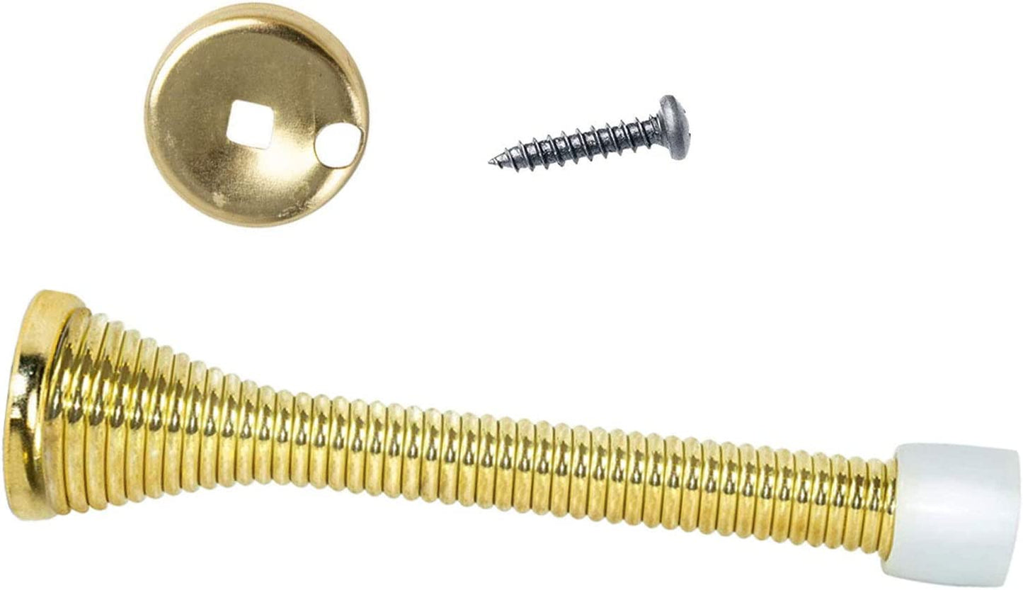 12 Pack Spring Door Stops 3 1/4" Flexible Heavy Duty , gold