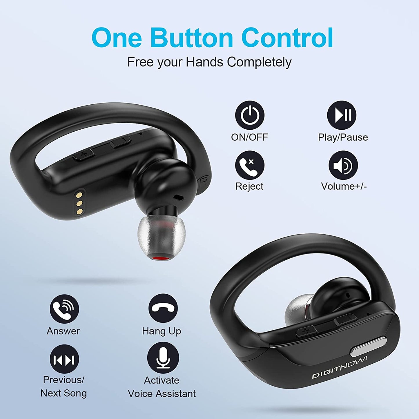 Wireless headphones with LED display, color: Black