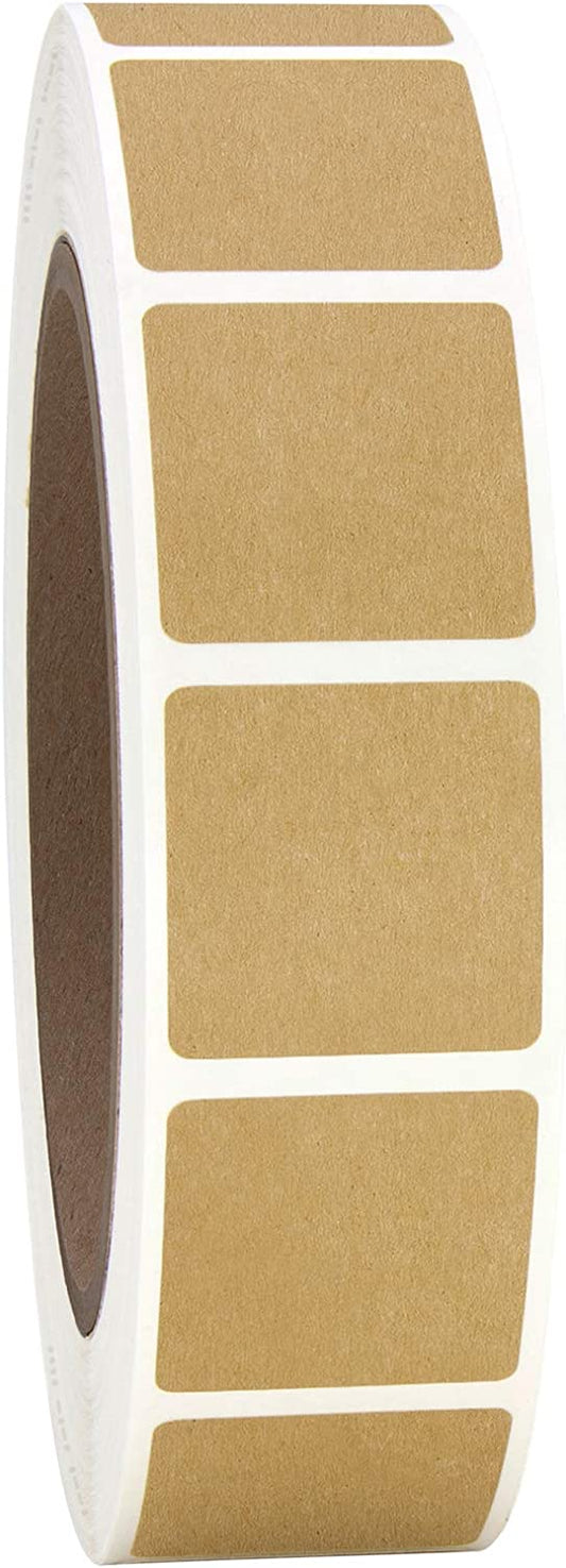 Roll of 1,000 1" Square Labels (Kraft Brown)